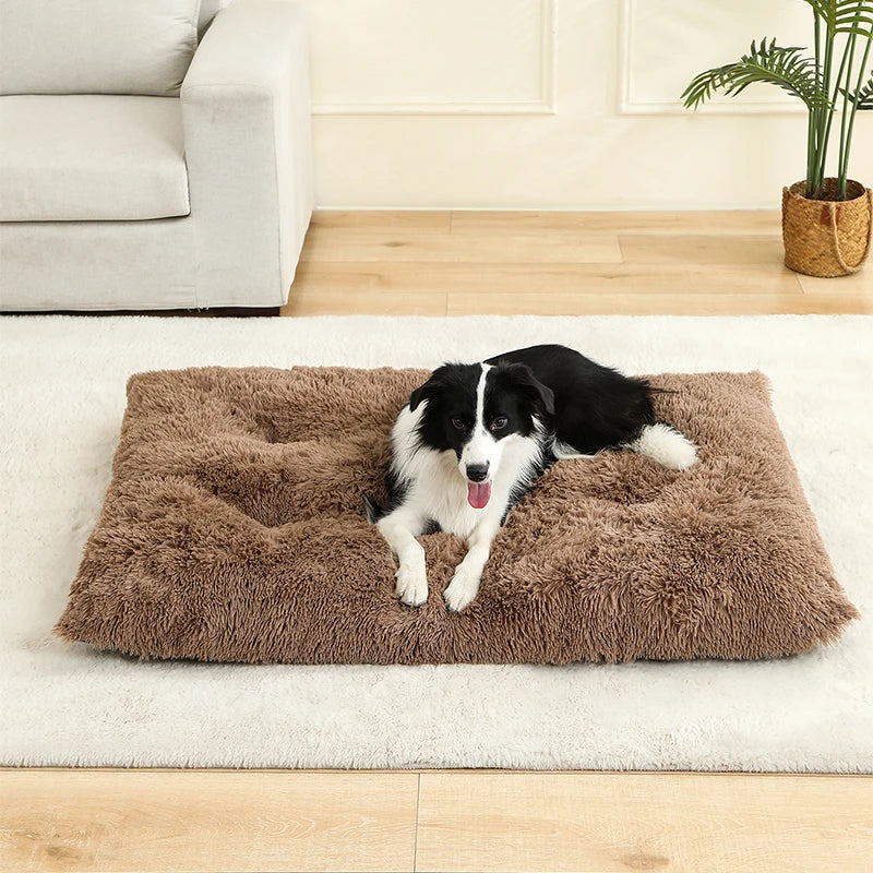 Soft Long Plush Pet Bed for Dogs & Cats – Cozy Basket Cushion Mattress for Sleeping
