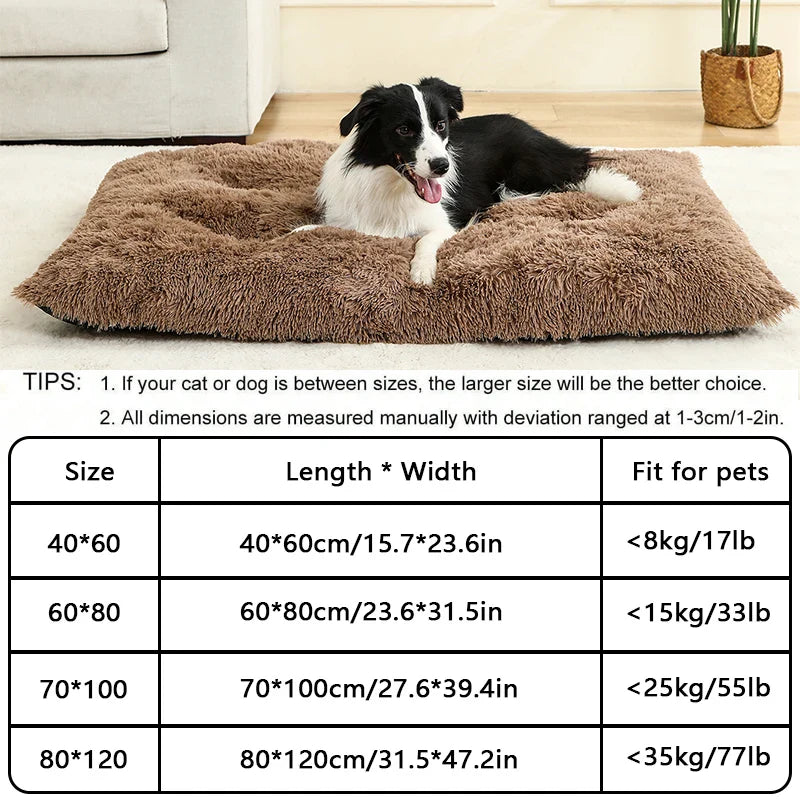 Soft Long Plush Pet Bed for Dogs & Cats – Cozy Basket Cushion Mattress for Sleeping